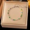 Women's Titanium Steel Necklace And Bracelet Jewelry Set With Colorful Zircon Geometric Design Electroplated Light Luxury Fashion Accessories