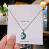 Women's Titanium Steel Necklace With Abalone Shellfish Noodles Star Moon Pendant Light Luxury Style Electroplated Copper Pendant Cross Chain