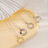 Women's Titanium Steel Necklace With Colorful Zircon Donut Pendant Copper Electroplating Geometric Pattern Light Luxury Style