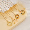 Women's Titanium Steel Necklace With Colorful Zircon Donut Pendant Copper Electroplating Geometric Pattern Light Luxury Style