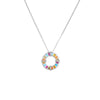 Women's Titanium Steel Necklace With Colorful Zircon Donut Pendant Copper Electroplating Geometric Pattern Light Luxury Style
