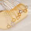 Women's Titanium Steel Necklace With Colorful Zircon Donut Pendant Copper Electroplating Geometric Pattern Light Luxury Style