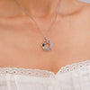 Women's Titanium Steel Necklace With Colorful Zircon Donut Pendant Copper Electroplating Geometric Pattern Light Luxury Style