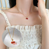 Women's Titanium Steel Necklace With Copper Pendant Geometric Pattern And Diamond Treatment Cherry Design Cross Chain