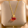 Women's Titanium Steel Necklace With Copper Pendant Geometric Pattern And Diamond Treatment Cherry Design Cross Chain