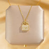Women's Titanium Steel Necklace With Copper Vshaped Bag Pendant Real Gold Electroplated Inlaid With Diamond Featuring Letters Numbers Text Pattern