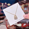 Women's Titanium Steel Necklace With Copper Vshaped Bag Pendant Real Gold Electroplated Inlaid With Diamond Featuring Letters Numbers Text Pattern