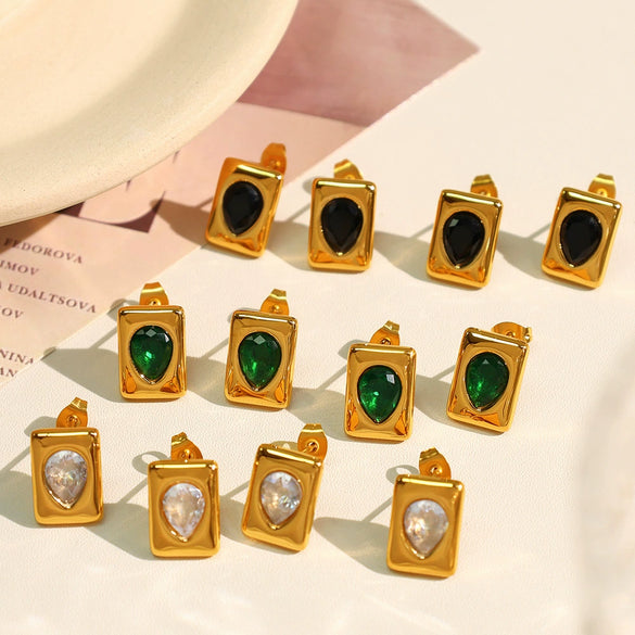 Women's 316L Stainless Steel Necklace With Electroplating Light Luxury Elegant Emerald Retro Design