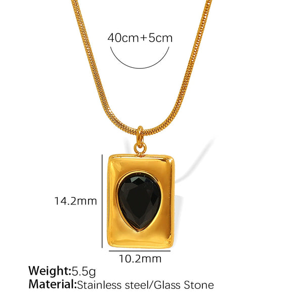 Women's 316L Stainless Steel Necklace With Electroplating Light Luxury Elegant Emerald Retro Design
