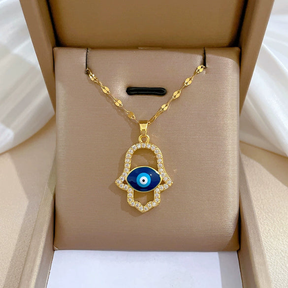 Women's Titanium Steel Necklace With Geometric Pendant And Electroplating Treatment