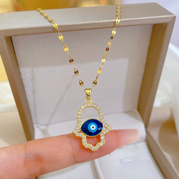 Women's Titanium Steel Necklace With Geometric Pendant And Electroplating Treatment