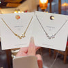 Women's Titanium Steel Necklace With Mixed Gemstone Setting Geometric Pendant And Cross Chain Light Luxury Minimalist Design