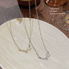 Women's Titanium Steel Necklace With Mixed Gemstone Setting Geometric Pendant And Cross Chain Light Luxury Minimalist Design