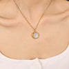 Women's 316L Stainless Steel Necklace With Natural White Fritillaria Star Moon Round Pendant And Electroplating Design