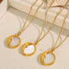 Women's 316L Stainless Steel Necklace With Natural White Fritillaria Star Moon Round Pendant And Electroplating Design