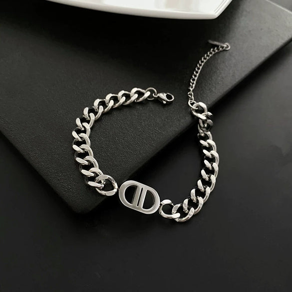 Women's Titanium Steel Nonfading Cuban Chain Necklace With Geometric Design And Hiphop Style