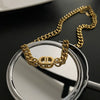 Women's Titanium Steel Nonfading Cuban Chain Necklace With Geometric Design And Hiphop Style