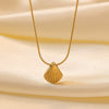 Women's Titanium Steel Ocean Life Starfish Shell Jewelry Set With 18K Gold Plated Electroplating And O Chain