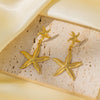Women's Titanium Steel Ocean Life Starfish Shell Jewelry Set With 18K Gold Plated Electroplating And O Chain