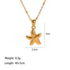 Women's Titanium Steel Ocean Life Starfish Shell Jewelry Set With 18K Gold Plated Electroplating And O Chain