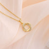 Women's Titanium Steel Ochain Necklace With Mixed Gem Inlay And Geometric Design Electroplated
