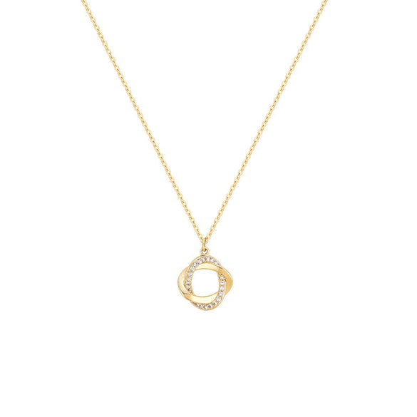 Women's Titanium Steel Ochain Necklace With Mixed Gem Inlay And Geometric Design Electroplated