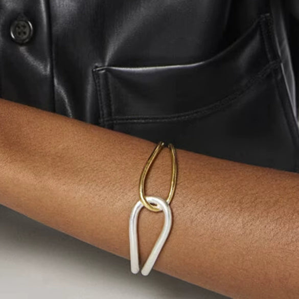 Women's Titanium Steel Open Bracelet With Geometric Style Electroplated Non Fading Light Luxury High End Sense