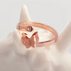 Women's Titanium Steel Open Frosted Butterfly Ring With Rose Gold Electroplated And Geometric Design