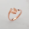 Women's Titanium Steel Open Frosted Butterfly Ring With Rose Gold Electroplated And Geometric Design