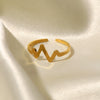 Women's Titanium Steel Open Heart Ring Stainless Steel Plated 18K Gold Geometric Design