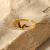 Women's Titanium Steel Open Heart Ring Stainless Steel Plated 18K Gold Geometric Design
