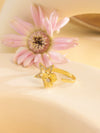 Women's Titanium Steel Open Ring With Fourleaf Clover Real Gold Plated Little Fresh Style