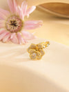 Women's Titanium Steel Open Ring With Fourleaf Clover Real Gold Plated Little Fresh Style