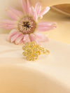 Women's Titanium Steel Open Ring With Fourleaf Clover Real Gold Plated Little Fresh Style