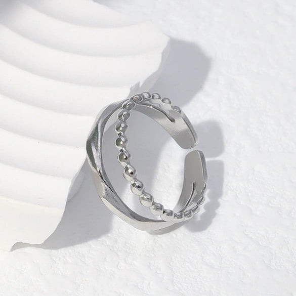 Women's Titanium Steel Open Ring With Rhombus Design Light Luxury Geometric Electroplated Style