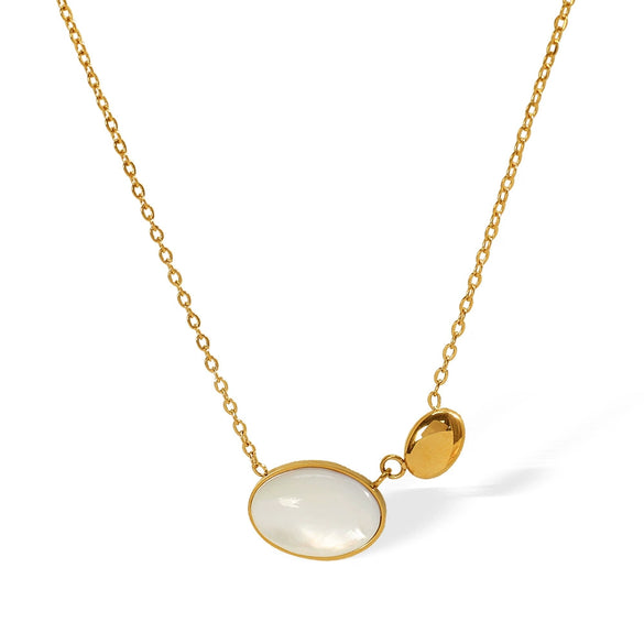Women's 316L Stainless Steel Oval Shell Fashion Elegant Electroplated Necklace