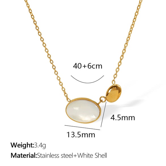 Women's 316L Stainless Steel Oval Shell Fashion Elegant Electroplated Necklace