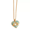 Women's Titanium Steel Peach Heart Love Drop Oil Necklace With Mixed Gemstone Inlay And Electroplating