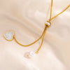 Women's Titanium Steel Pearl Necklace With Tassel And Love Pendant Electroplated