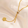 Women's Titanium Steel Pearl Necklace With Tassel And Love Pendant Electroplated