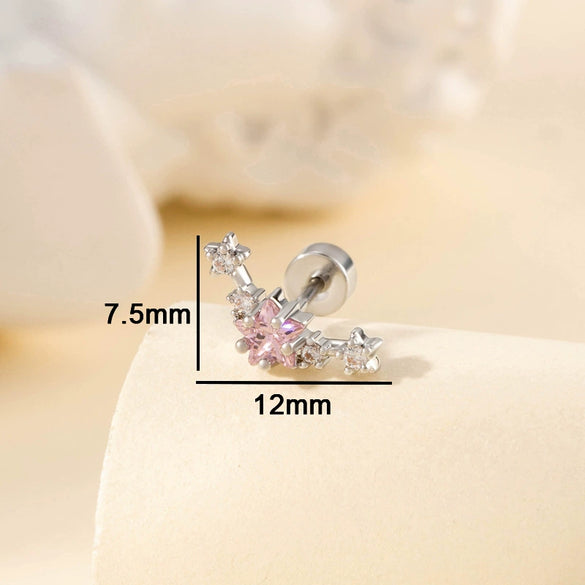 Women's Titanium Steel Pentagram Zircon Inlaid Geometric Earrings