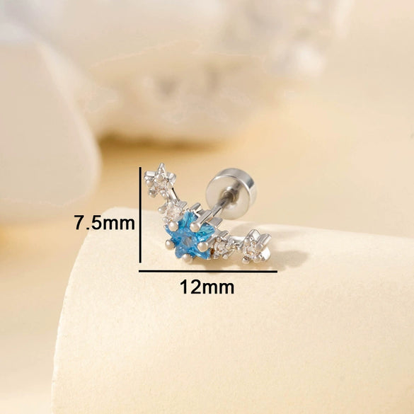 Women's Titanium Steel Pentagram Zircon Inlaid Geometric Earrings