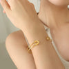 Women's 316L Stainless Steel Pin Pattern Adjustable Finger Ring Jewelry With Electroplating