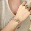 Women's 316L Stainless Steel Pin Pattern Adjustable Finger Ring Jewelry With Electroplating