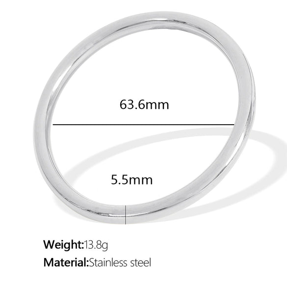 Women's 316L Stainless Steel Plain Ring Smooth Bracelet Geometric Style 18K Gold Plated Jewelry