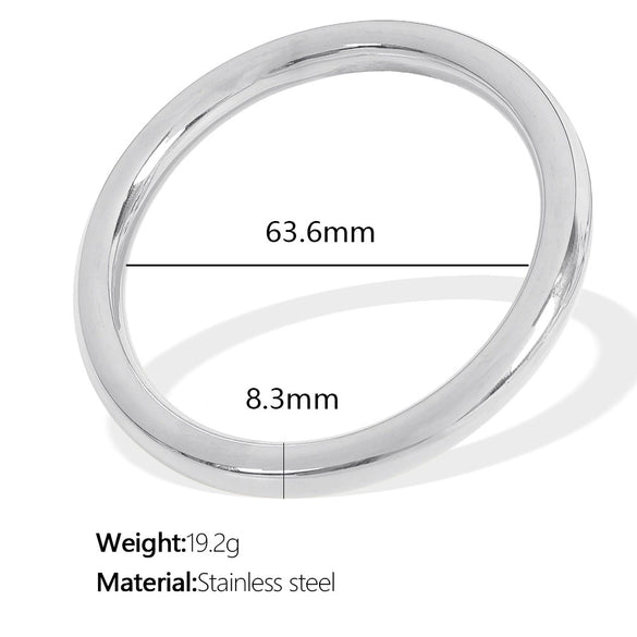 Women's 316L Stainless Steel Plain Ring Smooth Bracelet Geometric Style 18K Gold Plated Jewelry