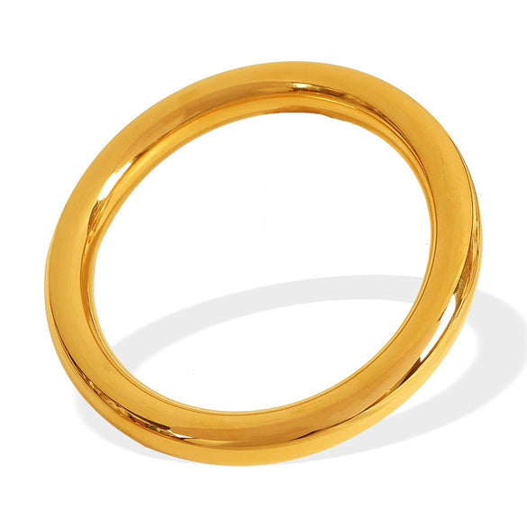 Women's 316L Stainless Steel Plain Ring Smooth Bracelet Geometric Style 18K Gold Plated Jewelry