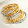Women's 316L Stainless Steel Plain Ring Smooth Bracelet Geometric Style 18K Gold Plated Jewelry