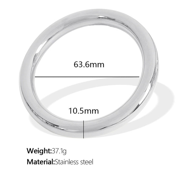 Women's 316L Stainless Steel Plain Ring Smooth Bracelet Geometric Style 18K Gold Plated Jewelry
