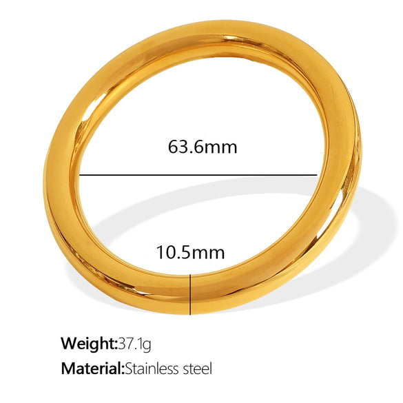 Women's 316L Stainless Steel Plain Ring Smooth Bracelet Geometric Style 18K Gold Plated Jewelry